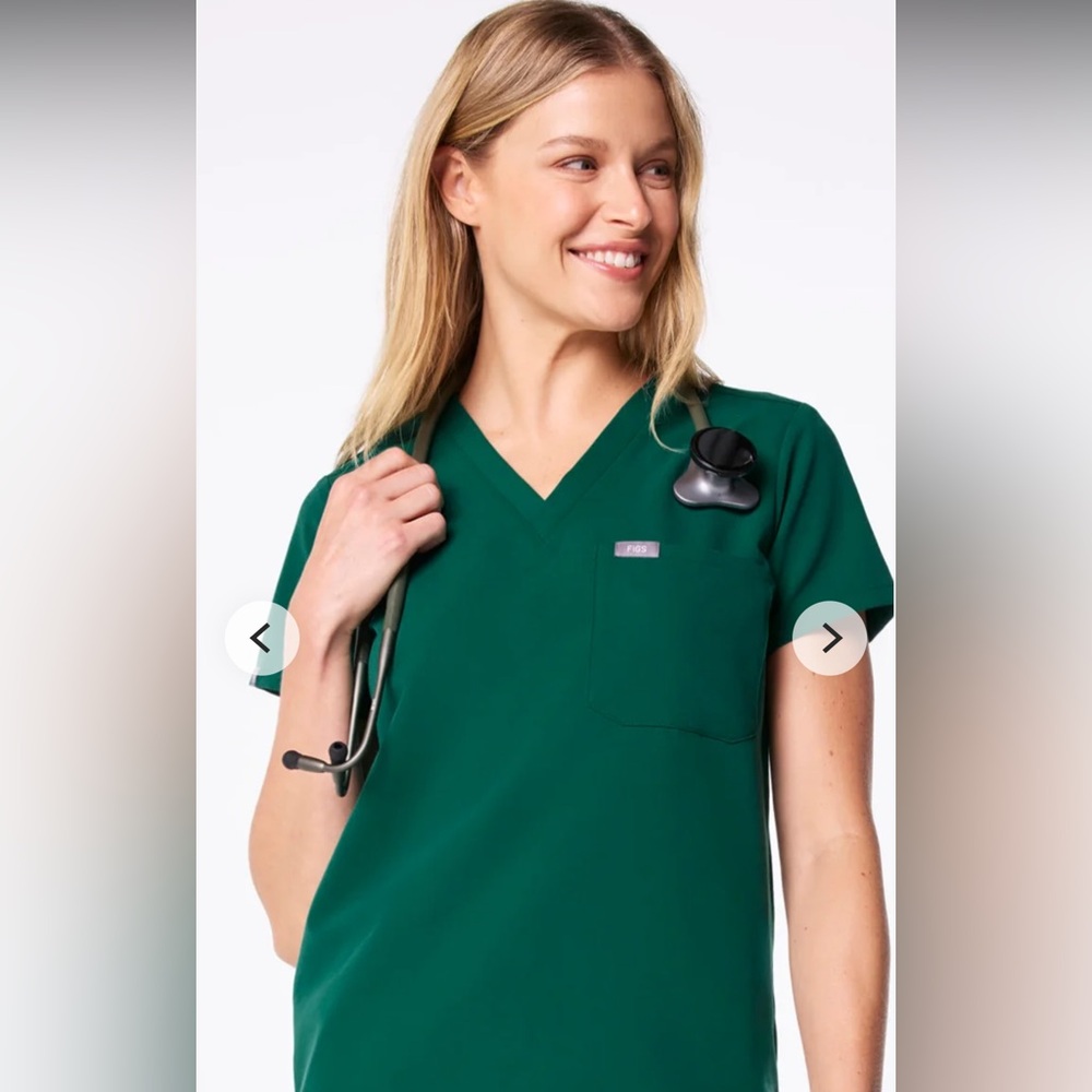 Figs Hunter Green Catarina Scrub Top